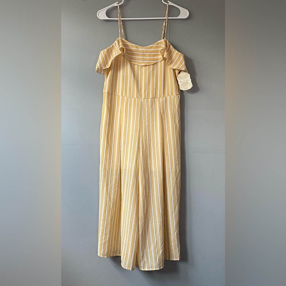 NWT Altar’d State Cropped Yellow & White Striped Jumpsuit